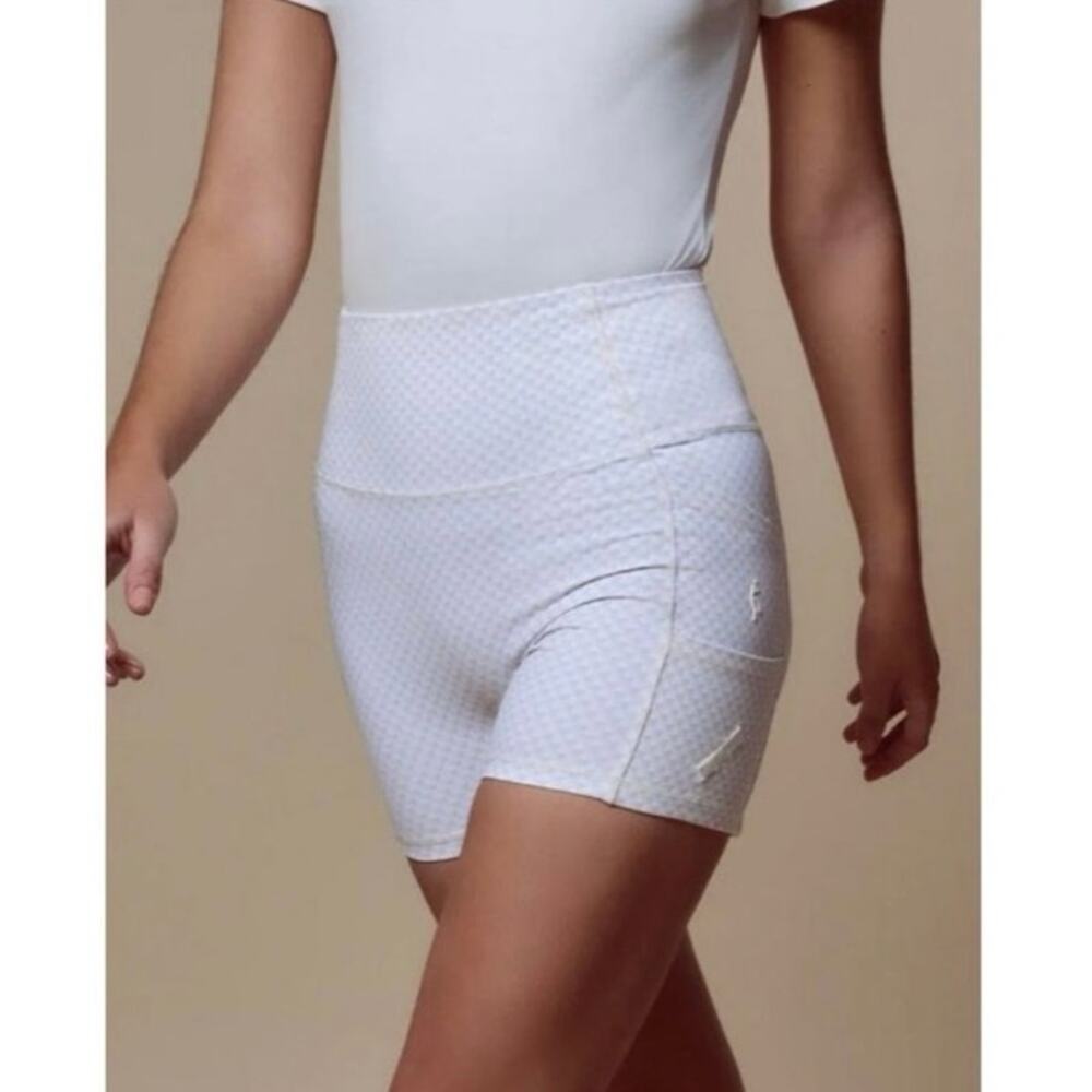 A. Putnam NWT Biker Shorts Birch Crown Check Print in White Cream Size Small